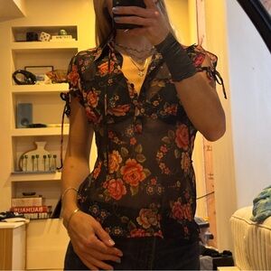 Mario Serrani Black Floral Blouse